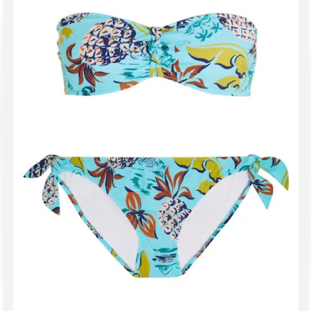 Anna Sui pineapple floral Blue and Green Bikini L